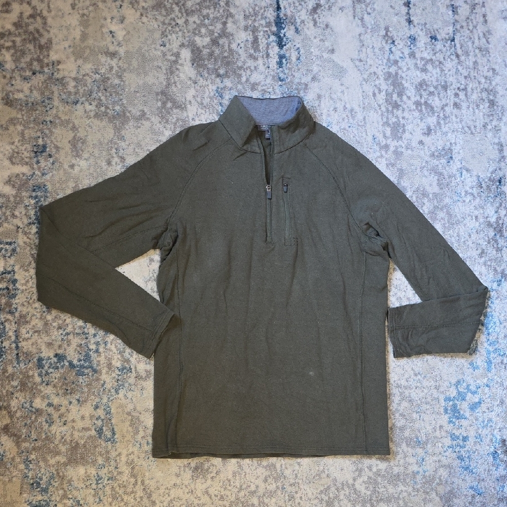 Free Fly Men's Size Medium Olive Green 1/4 Zip Long Sleeve Pullover